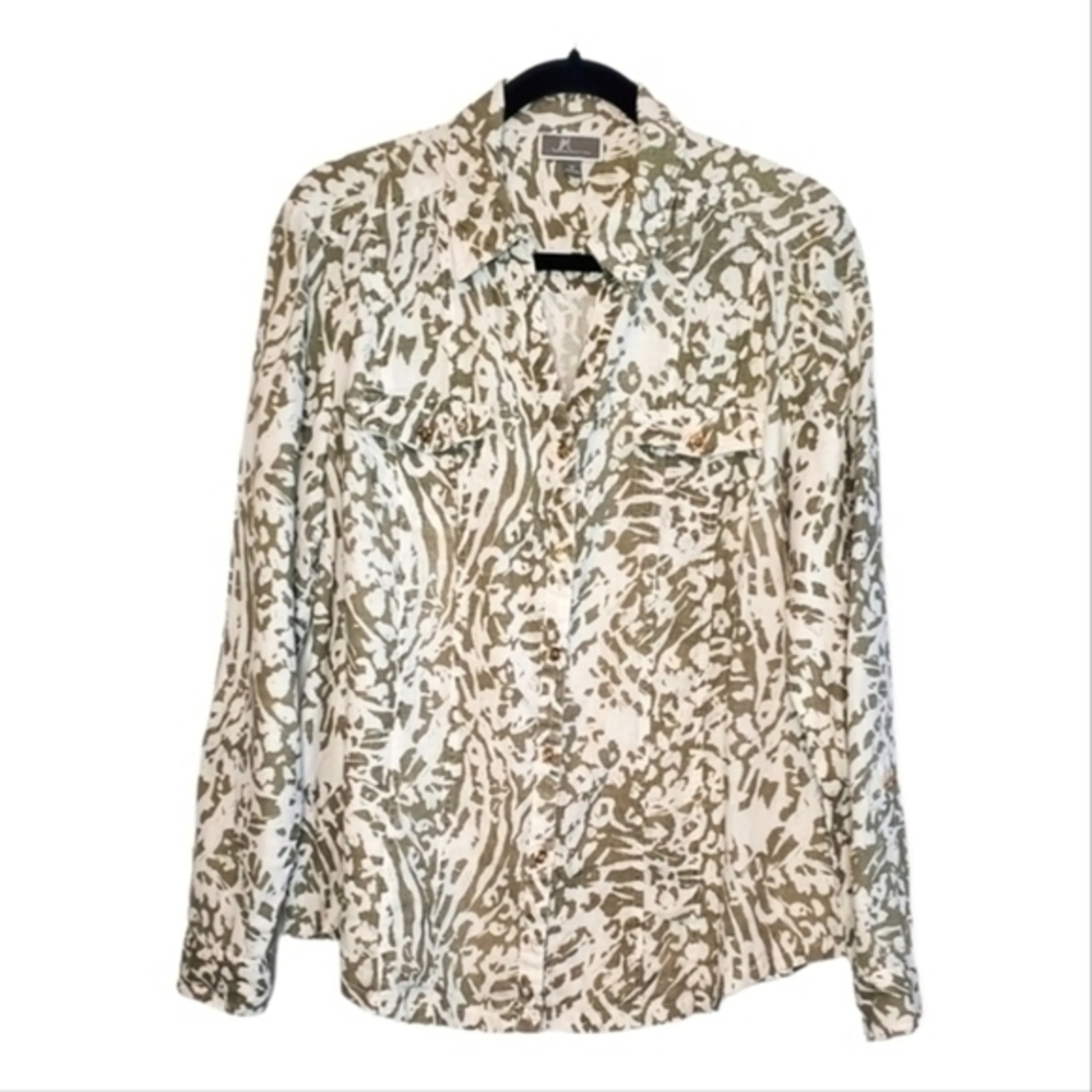 JM Collection Paisley Print 100% Linen Shirt